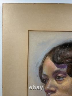 African American Young Black Woman Original Portrait Vintage Artwork Painting