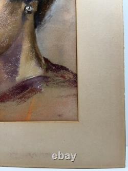 African American Young Black Woman Original Portrait Vintage Artwork Painting