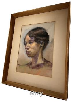 African American Young Black Woman Original Portrait Vintage Artwork Painting