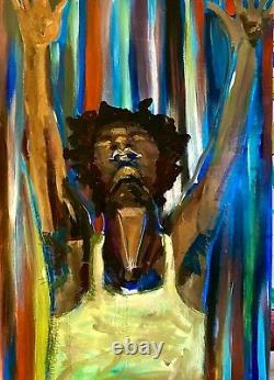African American Young Male Painting Large Portrait Landscape Black History