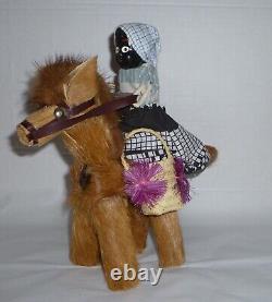 African American black art doll and baby on donkey pack mule vintage collectable