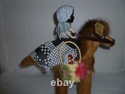 African American black art doll and baby on donkey pack mule vintage collectable