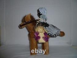 African American black art doll and baby on donkey pack mule vintage collectable