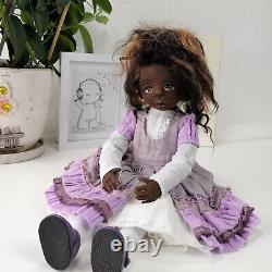 African American doll handmade Black doll 14.56 inches Art doll dark brown skin