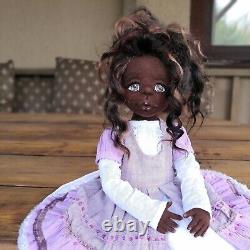 African American doll handmade Black doll 14.56 inches Art doll dark brown skin