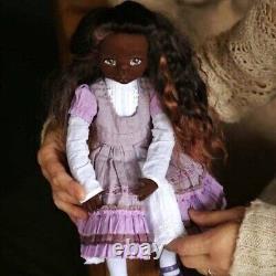 African American doll handmade Black doll 14.56 inches Art doll dark brown skin