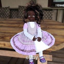 African American doll handmade Black doll 14.56 inches Art doll dark brown skin