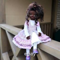 African American doll handmade Black doll 14.56 inches Art doll dark brown skin