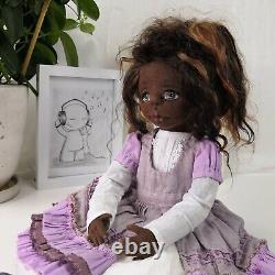African American doll handmade Black doll 14.56 inches Art doll dark brown skin