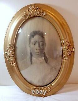 African American woman, bubble glass framed photo, black New Mexico or Texas