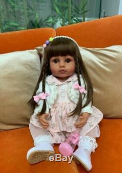 African Black Doll Reborn Baby Dolls Toddler Girl Soft Vinyl Realistic Bebe Doll