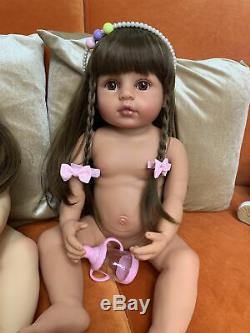 African Black Doll Reborn Baby Dolls Toddler Girl Soft Vinyl Realistic Bebe Doll