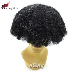 Afro Curl Mens Toupee Hairpiece French Lace Front African American Hair Systems