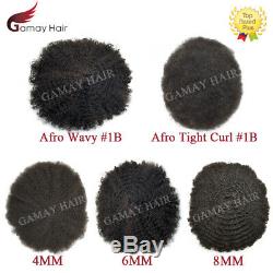 Afro Curl Mens Toupee Hairpiece French Lace Front African American Hair Systems