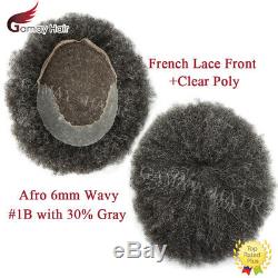 Afro Curl Mens Toupee Hairpiece French Lace Front African American Hair Systems