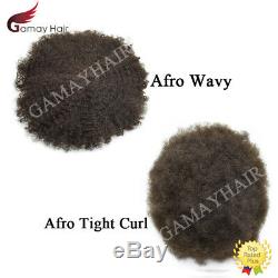 Afro Curl Mens Toupee Hairpiece French Lace Front African American Hair Systems