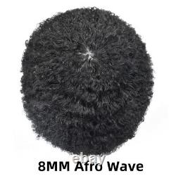 Afro Curl Toupee for Black Man Full PU Hair Units African American Mens Wig