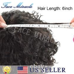 Afro Curl Toupee for Black Men Hairpieces Clear Poly African American Human Hair