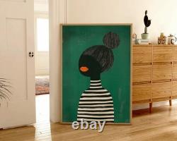 Afro & Stripes Made-to-Order African American Art (SUBMIT BEST OFFER) 10 x 8