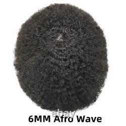 Afro Toupee Black Men PU Injected African American Mens Wig Hair Units for Men