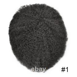Afro Toupee For Black Men Skin Pu African American Hair System Replacement US