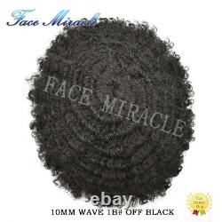 Afro Toupee for Black Men Full PU Human Hair Units for Man African American Men