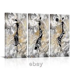 Aiqiulvyo 3 Piece African American Wall Art Abstract Black Women Dancing Pict