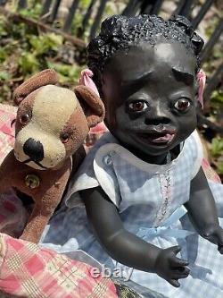 American Paper Mache Black Character Art Doll by TUTU Inspired by Leo Moss
