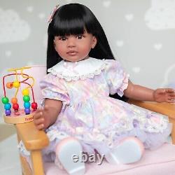 Angelbaby Reborn Toddle Doll Girl Black, 24inch Realistic African American Re