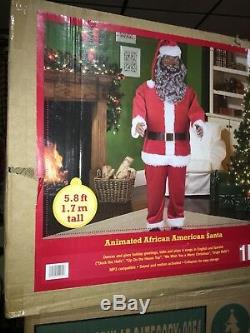 Animated Life Size Realistic African American Black Santa Sound & Motion Nib