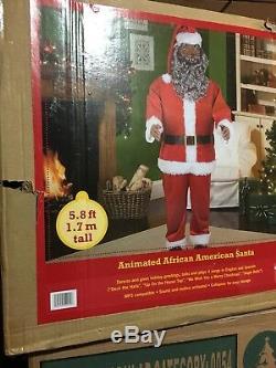 Animated Life Size Realistic African American Black Santa Sound & Motion Nib