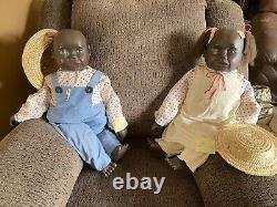 Annetts Country, 25 inch Set of Vintage black African American farmworker dolls