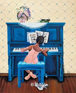 Annie Lee Rhapsody in A Minor Custom FRAMED African American ART Black Piano