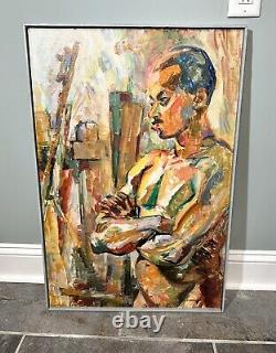 Anthony A. Ferrara Oil Canvas Portrait of Nude Black African American Male 20x30