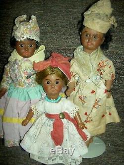 Antique 12 j'td. Black bisque doll c1891, Bahr & Proschild 277 DEP pierced ears