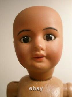 Antique 13 1/2 black French bisque socket head doll, fully jointed body