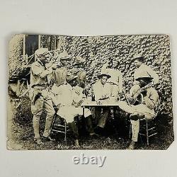 Antique 1800s African American Military Soldiers Photograph Negro Card Game USCT