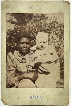 Antique 1880 Original Cabinet Card Photo African American Black Nanny White Baby