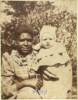 Antique 1880 Original Cabinet Card Photo African American Black Nanny White Baby