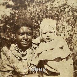 Antique 1880 Original Cabinet Card Photo African American Black Nanny White Baby