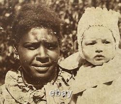 Antique 1880 Original Cabinet Card Photo African American Black Nanny White Baby