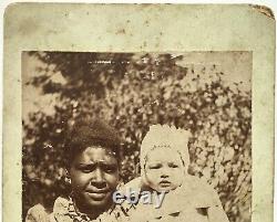 Antique 1880 Original Cabinet Card Photo African American Black Nanny White Baby