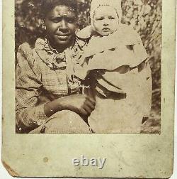 Antique 1880 Original Cabinet Card Photo African American Black Nanny White Baby