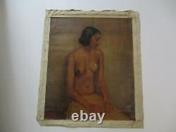 Antique 1930's Oil Painting Black Americana Nude African American Woman Portrait