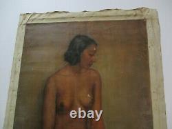 Antique 1930's Oil Painting Black Americana Nude African American Woman Portrait