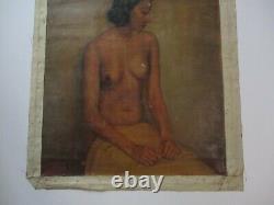 Antique 1930's Oil Painting Black Americana Nude African American Woman Portrait