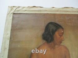 Antique 1930's Oil Painting Black Americana Nude African American Woman Portrait