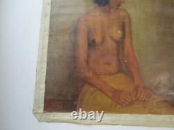 Antique 1930's Oil Painting Black Americana Nude African American Woman Portrait