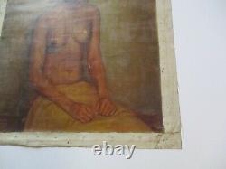 Antique 1930's Oil Painting Black Americana Nude African American Woman Portrait