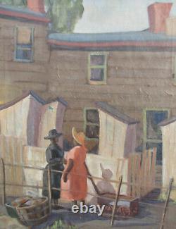 Antique 1930s AFRICAN AMERICAN OIL PAINTING BLACK WOMEN WILMINGTON DELAWARE